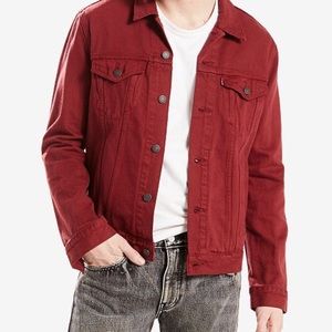 red denim trucker jacket